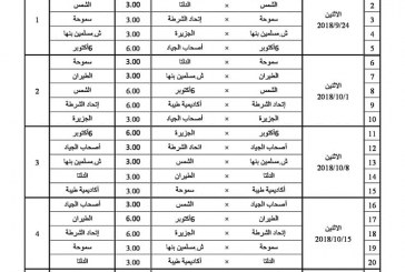 جدول مباريات  مواليد 2000انسات  لكرة اليد